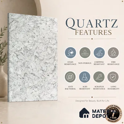 Belina Quartz QR 00071 B Frosted Cascade Viola Series 10.75 ft x 2.71 ft Quartz - 20 mm | 7 Years Warranty | Suitable for Kitchen, Restaurant, Counter Tops, Dining, Reception, office