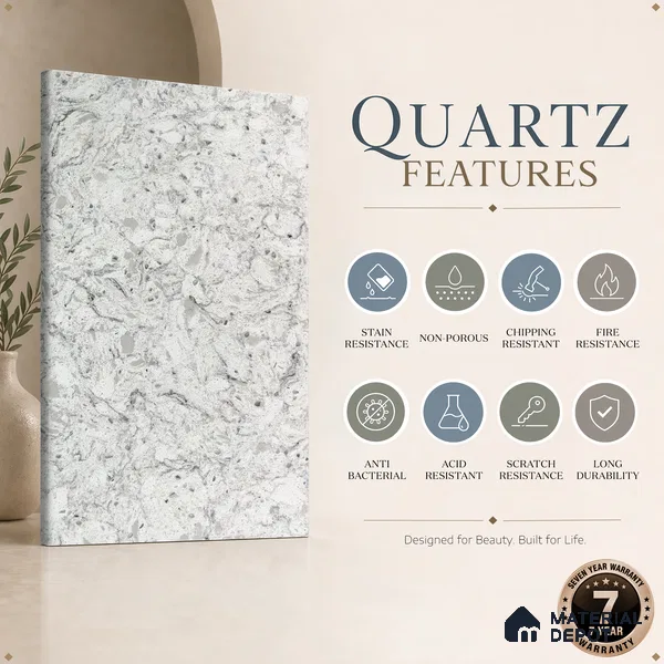 Belina Quartz QR 00071 B Frosted Cascade Viola Series 10.75 ft x 2.71 ft Quartz - 20 mm | 7 Years Warranty | Suitable for Kitchen, Restaurant, Counter Tops, Dining, Reception, office