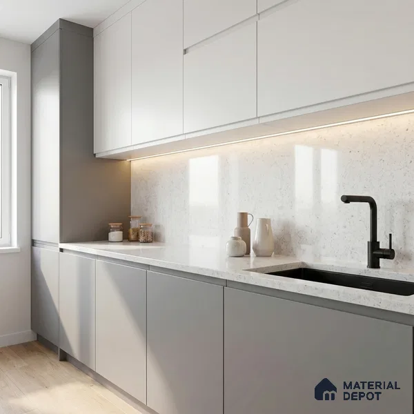 Belina Quartz QR 00071 Frosted Cascade Viola Series 10.75 ft x 5.42 ft Quartz - 20 mm | 7 Years Warranty | Suitable for Kitchen, Restaurant, Counter Tops, Dining, Reception, office