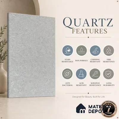 Belina Quartz QR 00072 Silver Mirage Viola Series 10.01 ft x 4.76 ft Quartz - 20 mm | 7 Years Warranty | Suitable for Kitchen, Restaurant, Counter Tops, Dining, Reception, office