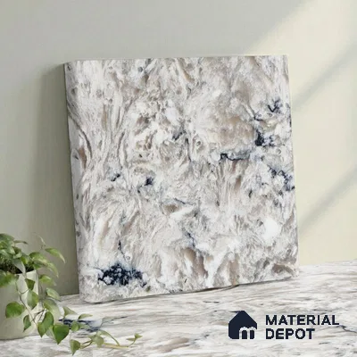 Belina Quartz QR 00074 B Arctic Swirl Viola Series 10.75 ft x 2.71 ft Quartz - 20 mm | 7 Years Warranty | Suitable for Kitchen, Restaurant, Counter Tops, Dining, Reception, office