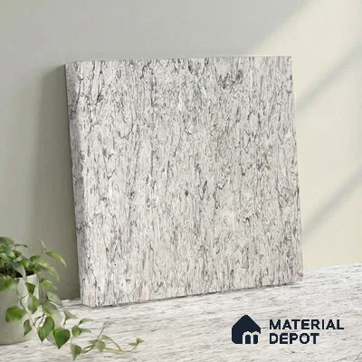 Belina Quartz QR 00074 Arctic Swirl Viola Series 10.75 ft x 5.42 ft Quartz - 20 mm | 7 Years Warranty | Suitable for Kitchen, Restaurant, Counter Tops, Dining, Reception, office