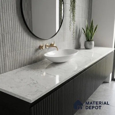 Belina Quartz QR 00075 B Frosted Calacatta Viola Series 10.75 ft x 2.71 ft Quartz - 20 mm | 7 Years Warranty | Suitable for Kitchen, Restaurant, Counter Tops, Dining, Reception, office