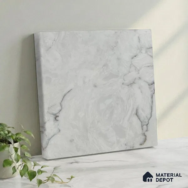 Belina Quartz QR 00075 B Frosted Calacatta Viola Series 10.75 ft x 2.71 ft Quartz - 20 mm | 7 Years Warranty | Suitable for Kitchen, Restaurant, Counter Tops, Dining, Reception, office