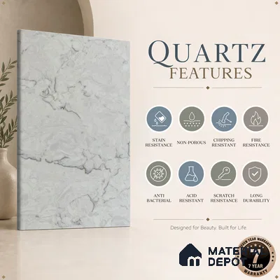 Belina Quartz QR 00075 B Frosted Calacatta Viola Series 10.75 ft x 2.71 ft Quartz - 20 mm | 7 Years Warranty | Suitable for Kitchen, Restaurant, Counter Tops, Dining, Reception, office