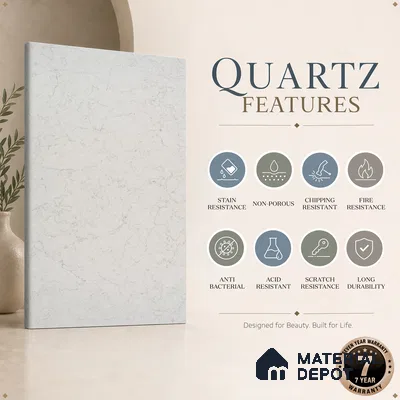 Belina Quartz QR 00075 Frosted Calacatta Viola Series 10.75 ft x 5.42 ft Quartz - 20 mm | 7 Years Warranty | Suitable for Kitchen, Restaurant, Counter Tops, Dining, Reception, office