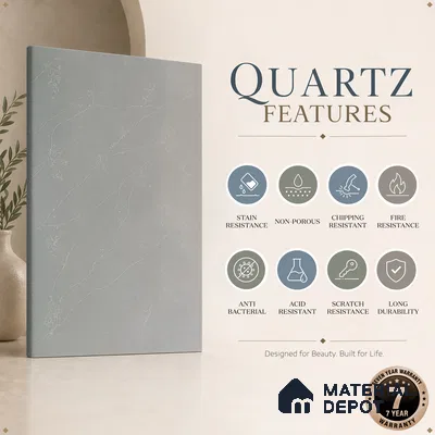Belina Quartz QR 00077 Silver Cascade Viola Series 10.01 ft x 4.76 ft Quartz - 20 mm | 7 Years Warranty | Suitable for Kitchen, Restaurant, Counter Tops, Dining, Reception, office