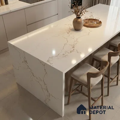 Belina Quartz QR 00078 C Diana Aurelia Viola Series 10.75 ft x 2.71 ft Quartz - 20 mm | 7 Years Warranty | Suitable for Kitchen, Restaurant, Counter Tops, Dining, Reception, office
