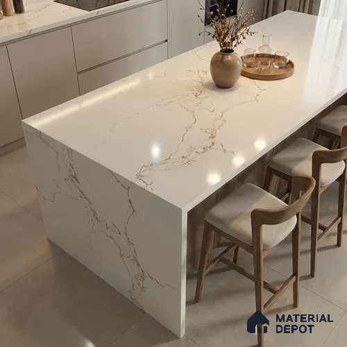 Belina Quartz QR 00078 C Diana Aurelia Viola Series 10.75 ft x 2.71 ft Quartz - 20 mm | 7 Years Warranty | Suitable for Kitchen, Restaurant, Counter Tops, Dining, Reception, office
