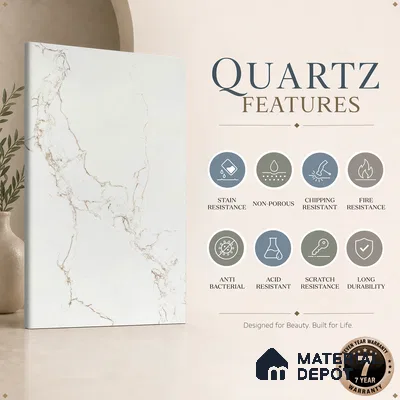 Belina Quartz QR 00078 C Diana Aurelia Viola Series 10.75 ft x 2.71 ft Quartz - 20 mm | 7 Years Warranty | Suitable for Kitchen, Restaurant, Counter Tops, Dining, Reception, office