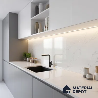 Belina Quartz QR 00078 Diana Aurelia Viola Series 10.75 ft x 5.42 ft Quartz - 20 mm | 7 Years Warranty | Suitable for Kitchen, Restaurant, Counter Tops, Dining, Reception, office