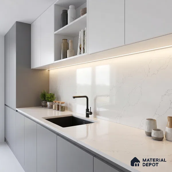 Belina Quartz QR 00078 Diana Aurelia Viola Series 10.75 ft x 5.42 ft Quartz - 20 mm | 7 Years Warranty | Suitable for Kitchen, Restaurant, Counter Tops, Dining, Reception, office