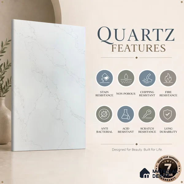 Belina Quartz QR 00078 Diana Aurelia Viola Series 10.75 ft x 5.42 ft Quartz - 20 mm | 7 Years Warranty | Suitable for Kitchen, Restaurant, Counter Tops, Dining, Reception, office