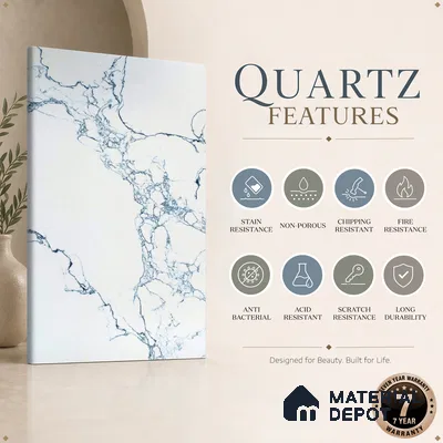 Belina Quartz QR 00079 C Calacatta Cobalt Vein Viola Series 10.75 ft x 2.71 ft Quartz - 20 mm | 7 Years Warranty | Suitable for Kitchen, Restaurant, Counter Tops, Dining, Reception, office
