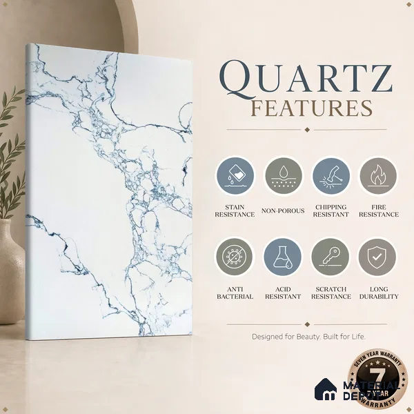 Belina Quartz QR 00079 C Calacatta Cobalt Vein Viola Series 10.75 ft x 2.71 ft Quartz - 20 mm | 7 Years Warranty | Suitable for Kitchen, Restaurant, Counter Tops, Dining, Reception, office