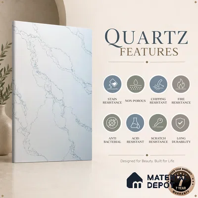 Belina Quartz QR 00079 Calacatta Cobalt Vein Viola Series 10.75 ft x 5.42 ft Quartz - 20 mm | 7 Years Warranty | Suitable for Kitchen, Restaurant, Counter Tops, Dining, Reception, office