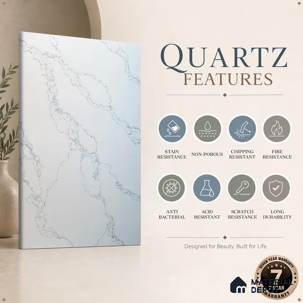 Belina Quartz QR 00079 Calacatta Cobalt Vein Viola Series 10.75 ft x 5.42 ft Quartz - 20 mm | 7 Years Warranty | Suitable for Kitchen, Restaurant, Counter Tops, Dining, Reception, office