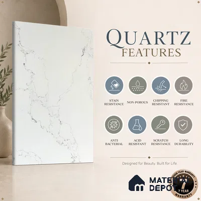 Belina Quartz QR 00080 B Diana Mist Viola Series 10.76 ft x 2.71 ft Quartz - 20 mm | 7 Years Warranty | Suitable for Kitchen, Restaurant, Counter Tops, Dining, Reception, office