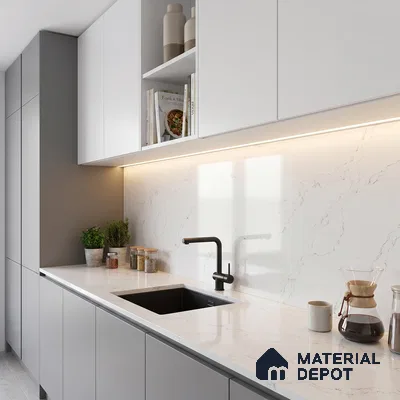 Belina Quartz QR 00080 Diana Mist Viola Series 10.75 ft x 5.42 ft Quartz - 20 mm | 7 Years Warranty | Suitable for Kitchen, Restaurant, Counter Tops, Dining, Reception, office