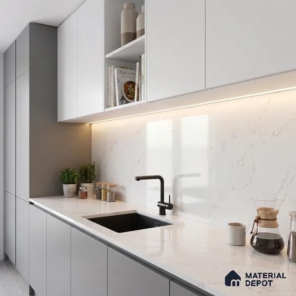 Belina Quartz QR 00080 Diana Mist Viola Series 10.75 ft x 5.42 ft Quartz - 20 mm | 7 Years Warranty | Suitable for Kitchen, Restaurant, Counter Tops, Dining, Reception, office