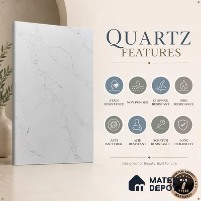 Belina Quartz QR 00080 Diana Mist Viola Series 10.75 ft x 5.42 ft Quartz - 20 mm | 7 Years Warranty | Suitable for Kitchen, Restaurant, Counter Tops, Dining, Reception, office