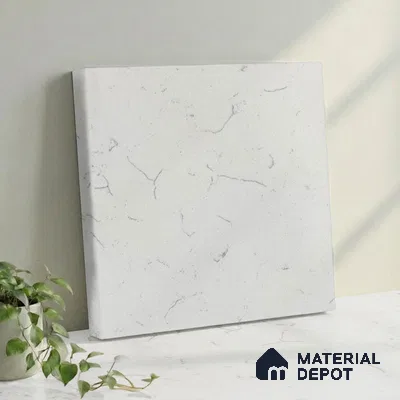 Belina Quartz QR 00081 B Carrara Mist Viola Series 10.75 ft x 2.71 ft Quartz - 20 mm | 7 Years Warranty | Suitable for Kitchen, Restaurant, Counter Tops, Dining, Reception, office