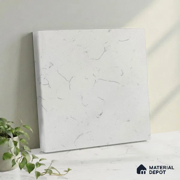 Belina Quartz QR 00081 B Carrara Mist Viola Series 10.75 ft x 2.71 ft Quartz - 20 mm | 7 Years Warranty | Suitable for Kitchen, Restaurant, Counter Tops, Dining, Reception, office