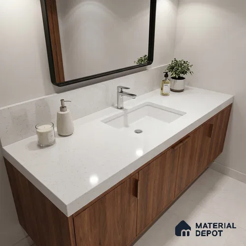 Belina Quartz QR 00081 Carrara Mist Viola Series 10.75 ft x 5.42 ft Quartz - 20 mm | 7 Years Warranty | Suitable for Kitchen, Restaurant, Counter Tops, Dining, Reception, office