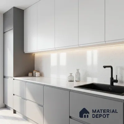 Belina Quartz QR 00081 Carrara Mist Viola Series 10.75 ft x 5.42 ft Quartz - 20 mm | 7 Years Warranty | Suitable for Kitchen, Restaurant, Counter Tops, Dining, Reception, office