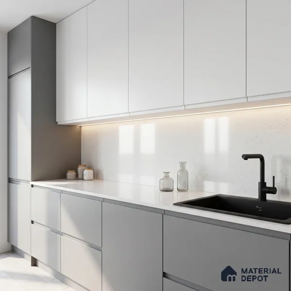Belina Quartz QR 00081 Carrara Mist Viola Series 10.75 ft x 5.42 ft Quartz - 20 mm | 7 Years Warranty | Suitable for Kitchen, Restaurant, Counter Tops, Dining, Reception, office