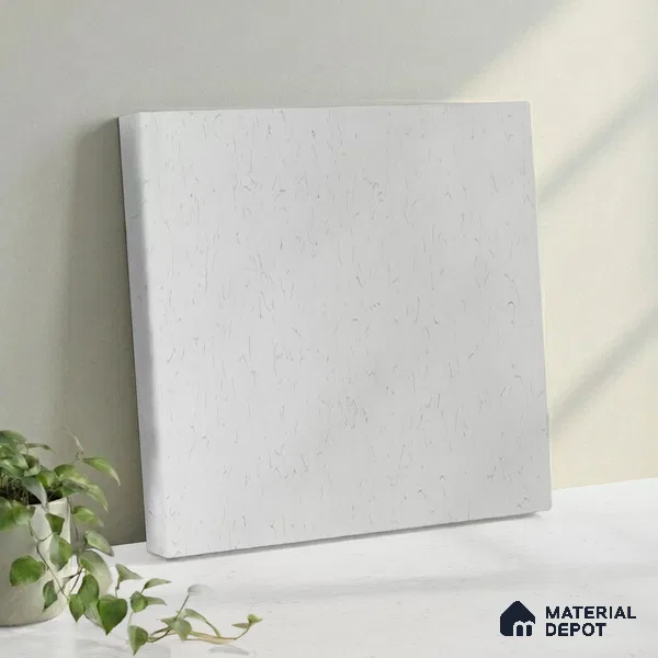 Belina Quartz QR 00081 Carrara Mist Viola Series 10.75 ft x 5.42 ft Quartz - 20 mm | 7 Years Warranty | Suitable for Kitchen, Restaurant, Counter Tops, Dining, Reception, office