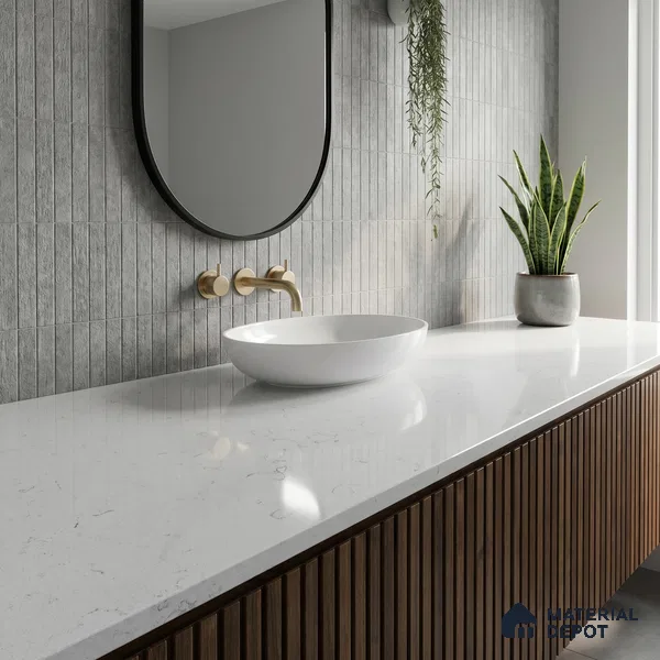 Belina Quartz QR 00082 B Carrara Venatino Viola Series 10.75 ft x 2.71 ft Quartz - 20 mm | 7 Years Warranty | Suitable for Kitchen, Restaurant, Counter Tops, Dining, Reception, office