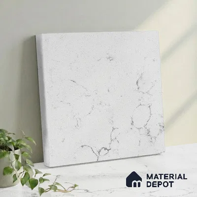 Belina Quartz QR 00082 B Carrara Venatino Viola Series 10.75 ft x 2.71 ft Quartz - 20 mm | 7 Years Warranty | Suitable for Kitchen, Restaurant, Counter Tops, Dining, Reception, office