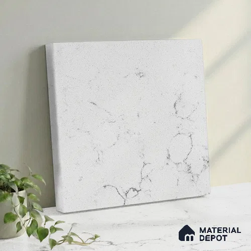 Belina Quartz QR 00082 B Carrara Venatino Viola Series 10.75 ft x 2.71 ft Quartz - 20 mm | 7 Years Warranty | Suitable for Kitchen, Restaurant, Counter Tops, Dining, Reception, office