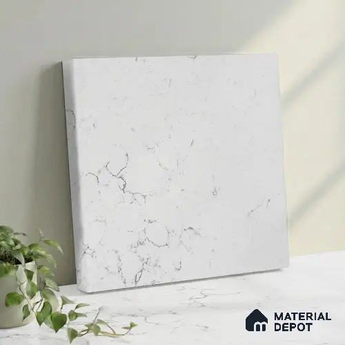 Belina Quartz QR 00082 Carrara Venatino Viola Series 10.75 ft x 5.42 ft Quartz - 20 mm | 7 Years Warranty | Suitable for Kitchen, Restaurant, Counter Tops, Dining, Reception, office