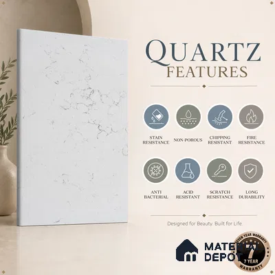 Belina Quartz QR 00082 Carrara Venatino Viola Series 10.75 ft x 5.42 ft Quartz - 20 mm | 7 Years Warranty | Suitable for Kitchen, Restaurant, Counter Tops, Dining, Reception, office