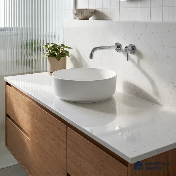 Belina Quartz QR 00083 C Verna Mist Viola Series 10.75 ft x 2.71 ft Quartz - 20 mm | 7 Years Warranty | Suitable for Kitchen, Restaurant, Counter Tops, Dining, Reception, office