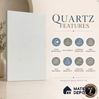 Belina Quartz QR 00083 C Verna Mist Viola Series 10.75 ft x 2.71 ft Quartz - 20 mm | 7 Years Warranty | Suitable for Kitchen, Restaurant, Counter Tops, Dining, Reception, office