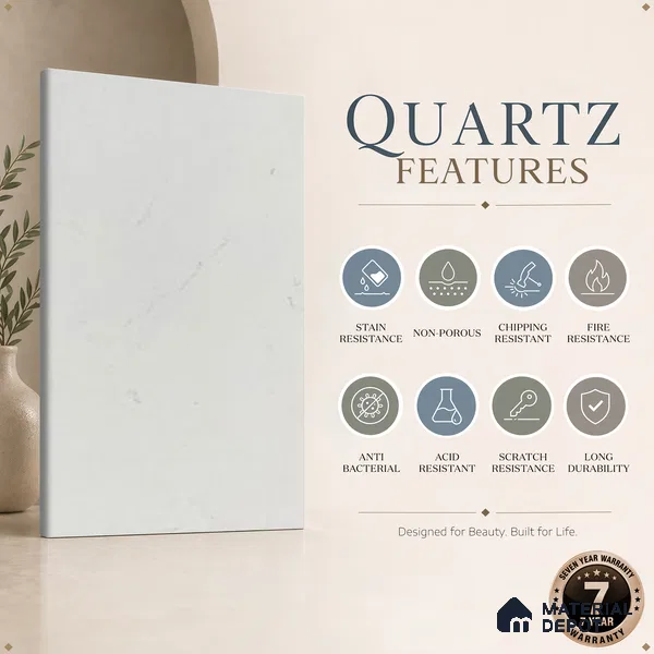 Belina Quartz QR 00083 C Verna Mist Viola Series 10.75 ft x 2.71 ft Quartz - 20 mm | 7 Years Warranty | Suitable for Kitchen, Restaurant, Counter Tops, Dining, Reception, office