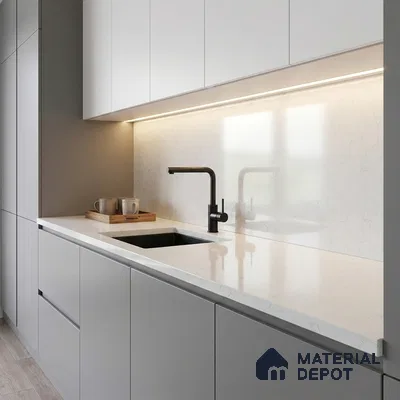 Belina Quartz QR 00083 Verna Mist Viola Series 10.75 ft x 5.42 ft Quartz - 20 mm | 7 Years Warranty | Suitable for Kitchen, Restaurant, Counter Tops, Dining, Reception, office