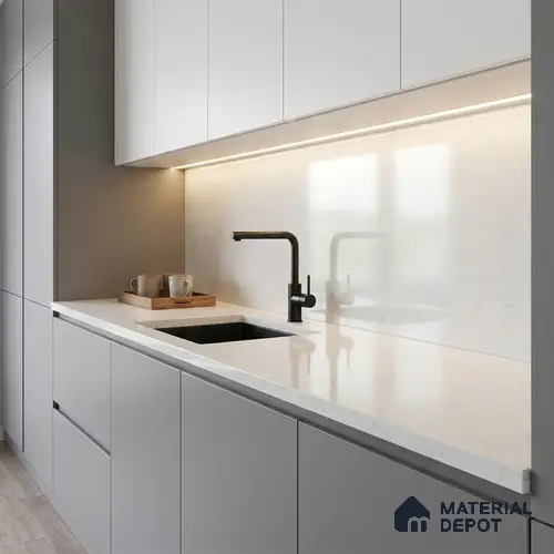 Belina Quartz QR 00083 Verna Mist Viola Series 10.75 ft x 5.42 ft Quartz - 20 mm | 7 Years Warranty | Suitable for Kitchen, Restaurant, Counter Tops, Dining, Reception, office
