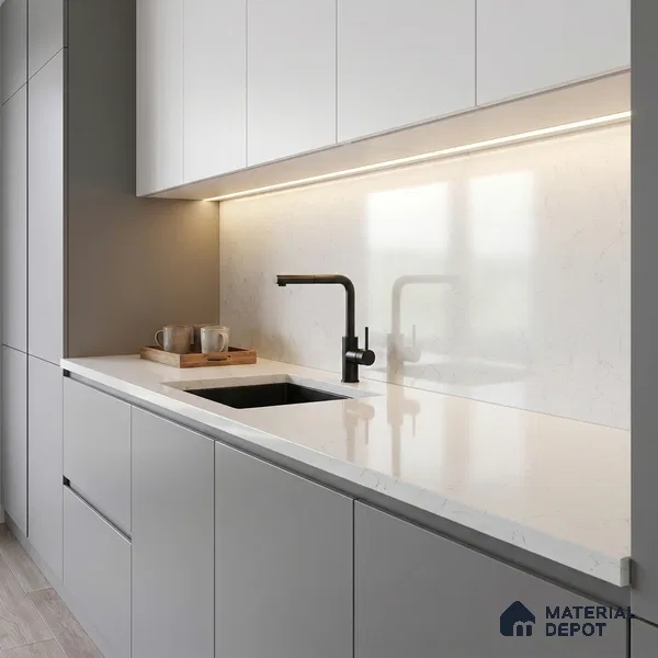 Belina Quartz QR 00083 Verna Mist Viola Series 10.75 ft x 5.42 ft Quartz - 20 mm | 7 Years Warranty | Suitable for Kitchen, Restaurant, Counter Tops, Dining, Reception, office