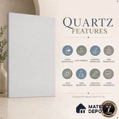 Belina Quartz QR 00083 Verna Mist Viola Series 10.75 ft x 5.42 ft Quartz - 20 mm | 7 Years Warranty | Suitable for Kitchen, Restaurant, Counter Tops, Dining, Reception, office