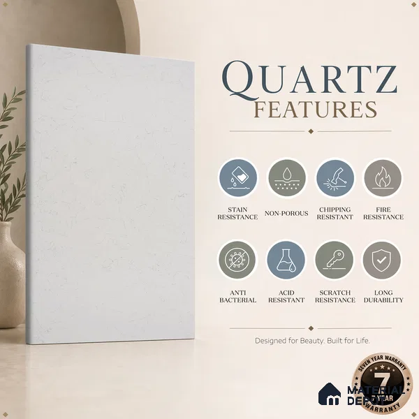 Belina Quartz QR 00083 Verna Mist Viola Series 10.75 ft x 5.42 ft Quartz - 20 mm | 7 Years Warranty | Suitable for Kitchen, Restaurant, Counter Tops, Dining, Reception, office