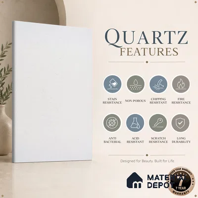 Belina Quartz QR 00084 Carrara Mist Viola Series 10.75 ft x 5.42 ft Quartz - 20 mm | 7 Years Warranty | Suitable for Kitchen, Restaurant, Counter Tops, Dining, Reception, office