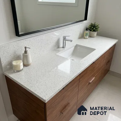 Belina Quartz QR 00087 B Frosted Crystal Viola Series 10.75 ft x 2.71 ft Quartz - 20 mm | 7 Years Warranty | Suitable for Kitchen, Restaurant, Counter Tops, Dining, Reception, office