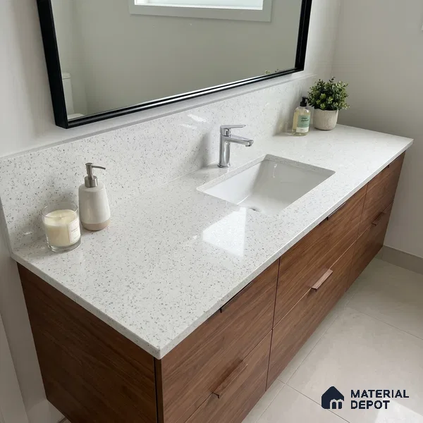 Belina Quartz QR 00087 B Frosted Crystal Viola Series 10.75 ft x 2.71 ft Quartz - 20 mm | 7 Years Warranty | Suitable for Kitchen, Restaurant, Counter Tops, Dining, Reception, office