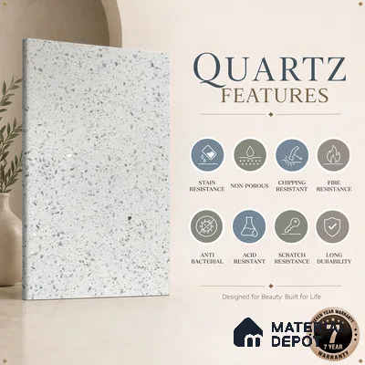 Belina Quartz QR 00087 B Frosted Crystal Viola Series 10.75 ft x 2.71 ft Quartz - 20 mm | 7 Years Warranty | Suitable for Kitchen, Restaurant, Counter Tops, Dining, Reception, office