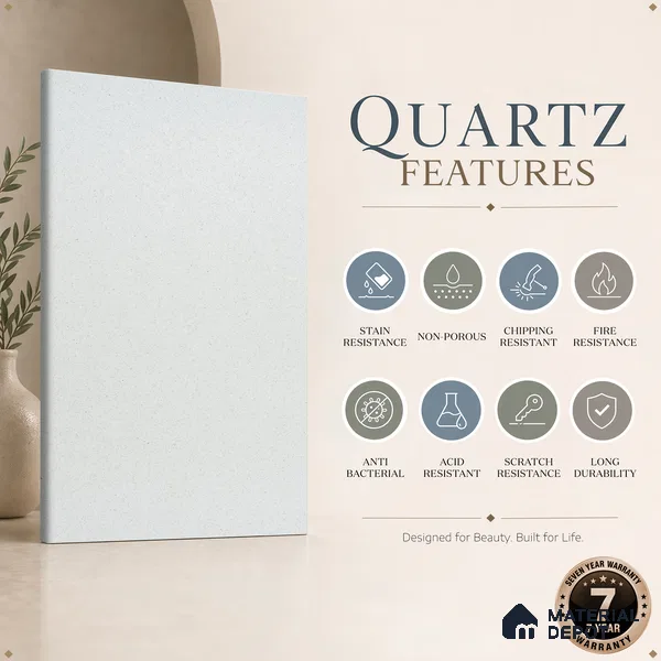 Belina Quartz QR 00087 Frosted Crystal Viola Series 10.75 ft x 5.42 ft Quartz - 20 mm | 7 Years Warranty | Suitable for Kitchen, Restaurant, Counter Tops, Dining, Reception, office