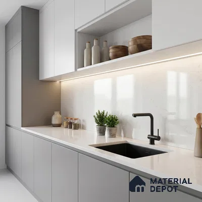 Belina Quartz QR 00088 Frosted Viola Series 10.75 ft x 5.42 ft Quartz - 20 mm | 7 Years Warranty | Suitable for Kitchen, Restaurant, Counter Tops, Dining, Reception, office